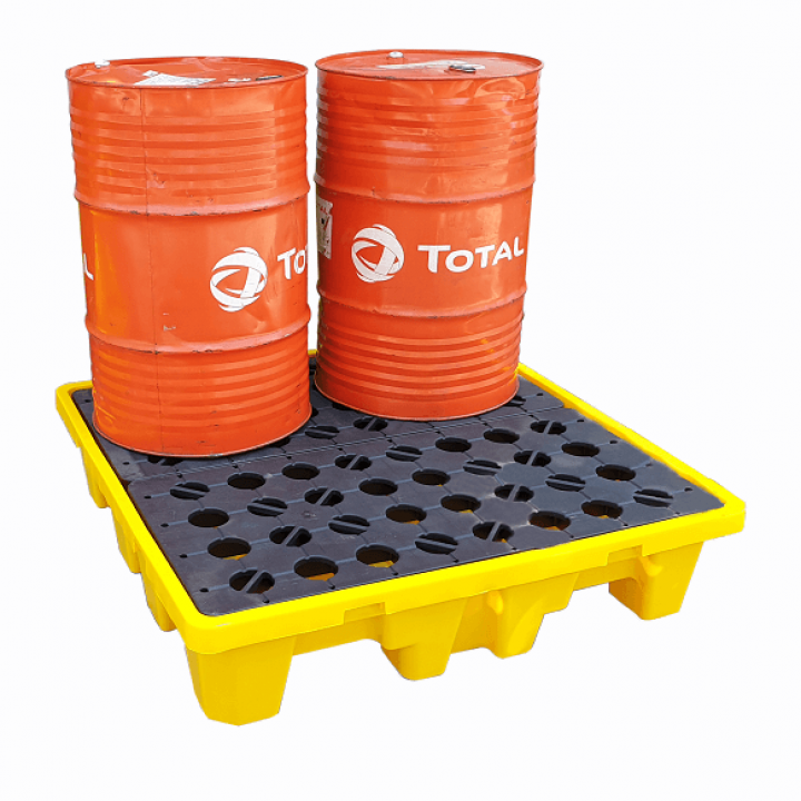 Pallet chống tràn dầu để 4 phuy 1300x1300x150mm chứa 120 lít