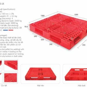 Pallet nhựa mới PL12-LK 1200x1000x150mm