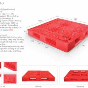 Pallet nhựa mới PL16LK 1200x1200x150mm kích thước lớn