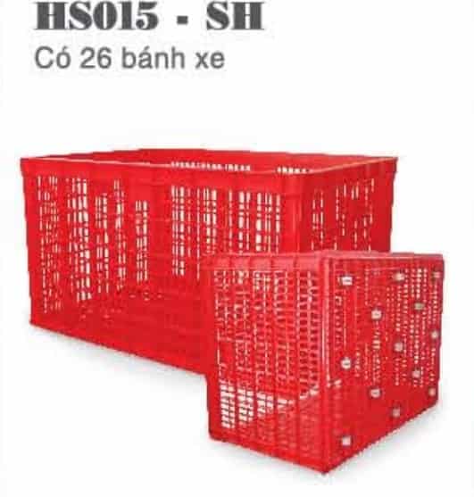 Sóng nhựa công nghiệp HS015 1186x886x668mm 26 bánh xe