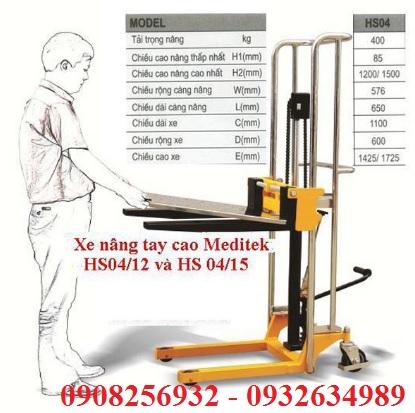xe nâng tay cao ống inox 400kg cao 1.2M HS04/12